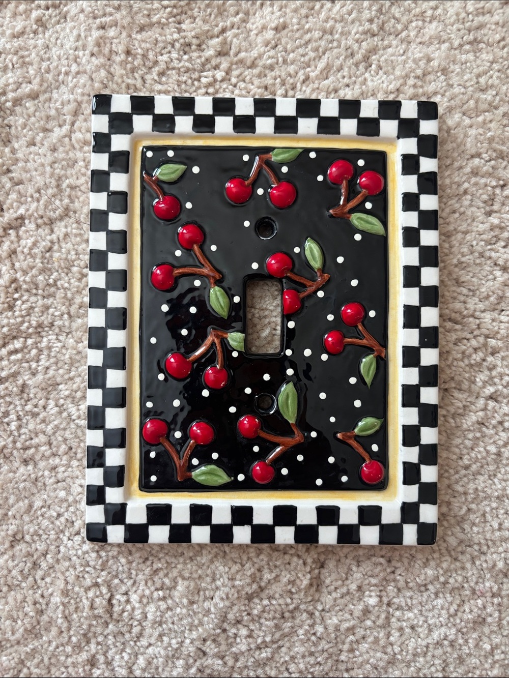 Decorative Mary Engelbreit Cherry Ceramic Light Switch Cover excellent Condition